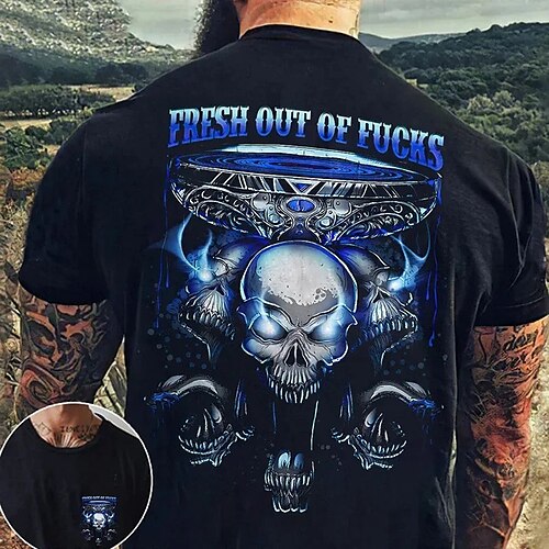 

Herre T-shirt Grafisk Dødningehoveder Rund hals Tøj 3D-udskrivning udendørs Daglig Kortærmet Trykt mønster Mode Designer Årgang