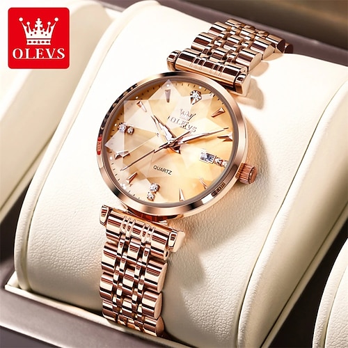 

Olevs 5536 montres de luxe étanches en forme de diamant pour femmes quartz bracelet en acier inoxydable mode femmes montres-bracelets