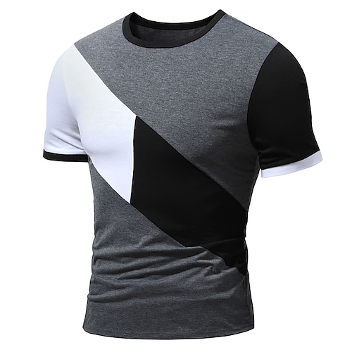

Herre T-shirt Farveblok Rund Hals Ferierejse I-byen-tøj Kort Ærme Tøj Mode Basale Afslappet