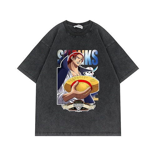 

One Piece Monkey D Luffy T-Shirt Camiseta extragrande lavada con ácido Estampado Gráfico Camiseta Para Hombre Mujer Unisexo Adulto Estampado en caliente 100% algodón Casual Diario