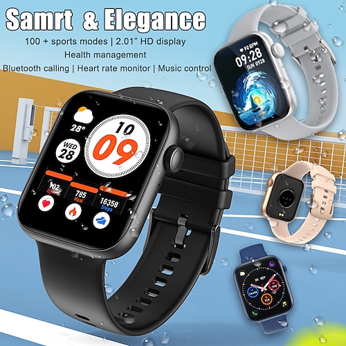 

P59 Reloj inteligente 2.01 pulgada Smartwatch Reloj elegante Bluetooth ECG PPG Monitoreo de temperatura Podómetro Compatible con Android iOS Mujer Hombre GPS Larga espera Llamadas con Manos Libres