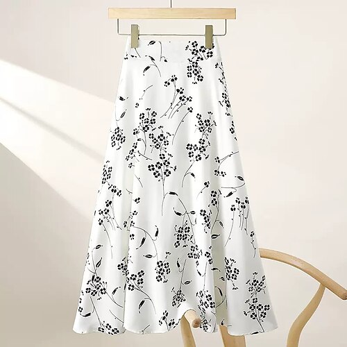 

Damen Rock A-Linie Langer Rock Midi Chiffon Schwarz Weiß Röcke Frühling Sommer Chiffon Bedruckt Gefüttert Elegant Normallänge Sommer Täglich Festtage Einheitsgröße