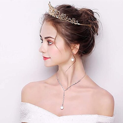 

1pc pettini per capelli da donna pettine a forcina per festa nuziale festa di compleanno festa di compleanno glitter strass lega argento dorato elegante principessa corona con pettini diademi