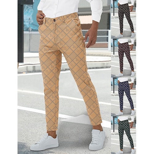 

Per uomo Pantaloni Chino Pantaloni chino Tasche A quadri Comfort Traspirante Attività commerciale Giornaliero Di tendenza Informale Nero Vino