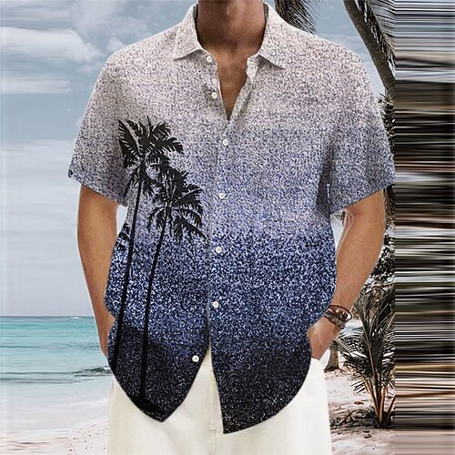 

Men's Shirt Summer Hawaiian Shirt Coconut Tree Graphic Prints Turndown Blue Purple Green Outdoor Street Short Sleeves Print Clothing Apparel Fashion Streetwear Designer Casual