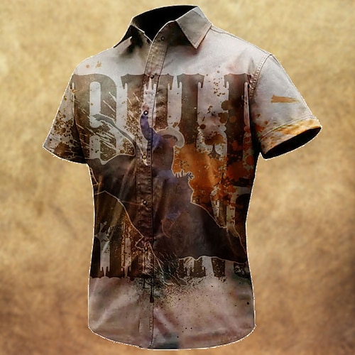 

Per uomo Camicia Stampe astratte Vintage ▾ Cowboy Collo ripiegabile Grigio Esterno Strada Maniche corte Stampa Abbigliamento Di tendenza Streetwear Originale Morbido