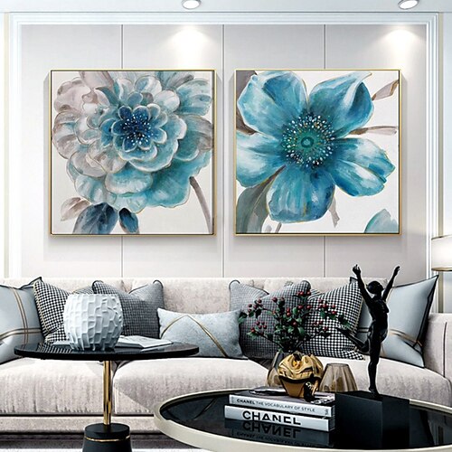 

pintura al óleo hecha a mano lienzo arte de la pared decoración moderna combinación de flores conjunto 2 piezas 1 juego para la decoración del hogar enrollado sin marco pintura sin estirar