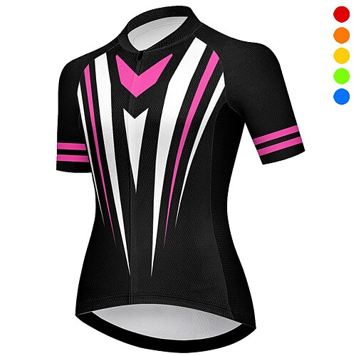 

21Grams Women's Cycling Jersey Short Sleeve Bike Top with 3 Rear Pockets Mountain Bike MTB Road Bike Cycling Breathable Moisture Wicking Quick Dry Reflective Strips Yellow Pink Red Sports Clothing