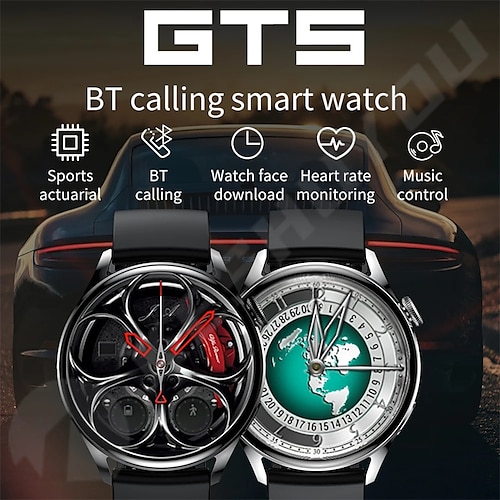 

gt5 montre intelligente 1,28 pouces smartwatch fitness montre de course podomètre bluetooth rappel d'appel traqueur de sport charge sans fil nfc pour android ios femmes hommes longue veille étanche ip