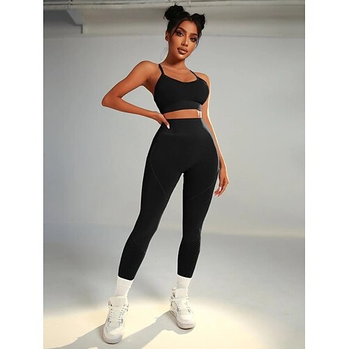 Women's Workout Sets 2 Piece Solid Color Clothing Suit Black Pink Spandex  Yoga Fitness Gym Workout Tummy Control Butt Lift Breathable Sport  Activewear Stretchy Slim 2024 - $29.99