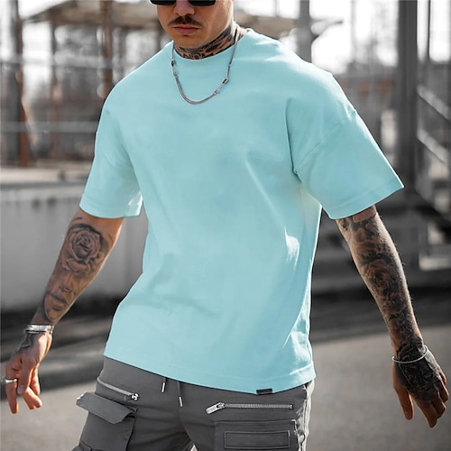 

Herre T-shirt Tee Top Vanlig Rund hals Gade Ferierejse Kort Ærme Tøj Mode Designer Basale