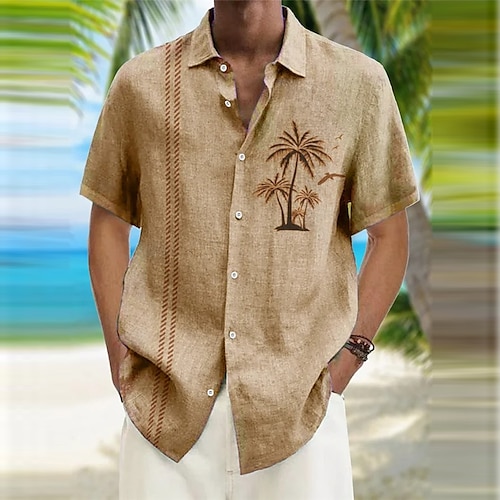 

Herren Hemd Hawaiihemd Sommerhemd Kokosnussbaum Grafik-Drucke Umlegekragen Khaki Outdoor Strasse Kurze Ärmel Bedruckt Bekleidung Modisch Strassenmode Designer Weich