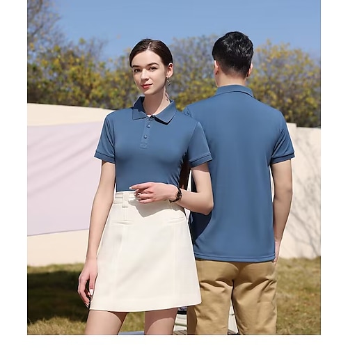 

Herre Dame POLO Trøje Kortærmet Firkantet hals T-shirt Udendørs Ultra Lys (Ul) Åndbart Hurtigtørrende Svedreducerende Bomuldsblanding POLY Sort Hvid Lys pink Fiskeri Klatring Strand