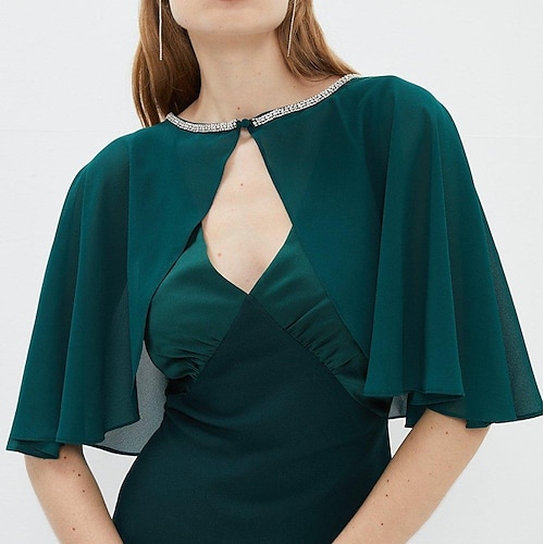 

Chales Estolas de Señora Un Color Elegante Manga Corta Gasa Velos de Boda Con Color Puro Para Fiesta Primavera verano