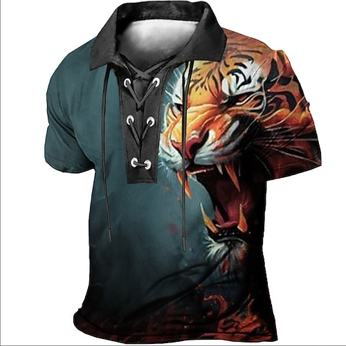 

Per uomo POLO Camicia da golf Golf Tigre Stampe astratte Vintage ▾ Collo ripiegabile Giallo Blu Verde Grigio Esterno Strada Manica corta A cordoncino Stampa Abbigliamento Sportivo Di tendenza