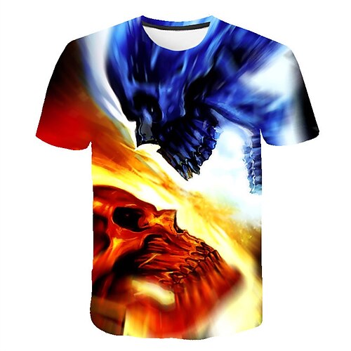 

Crâne Manches Ajustées Animé Art graphique Tee-shirt Pour Homme Femme Unisexe Adulte Impression 3D 100 % Polyester Casual Quotidien