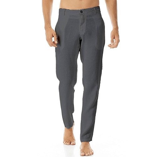 

Per uomo Pantaloni di lino Pantaloni Pantaloni estivi Tasche Liscio Comfort Traspirante Esterno Giornaliero Per uscire Misto cotone e lino Di tendenza Informale Nero Bianco