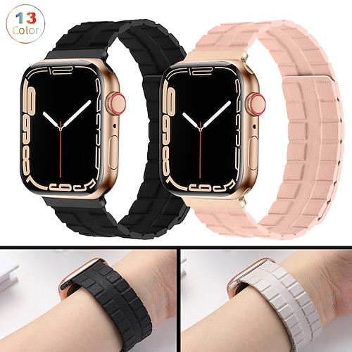 

Lien en cuir Compatible avec Bracelet Apple Watch 38mm 40mm 41mm 42mm 44mm 45mm 49mm Fermoir magnétique Ajustable Cuir Bracelet de remplacement pour iwatch Series Ultra 8 7 6 5 4 3 2 1 SE