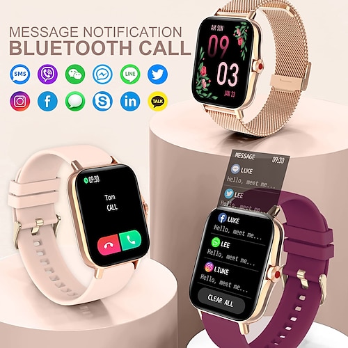 

696 i18 Montre intelligente 1.3 pouce Smartwatch Montre Connectée Bluetooth Podomètre Rappel d'Appel Moniteur de Sommeil Compatible avec Android iOS Femme Hommes Mode Mains-Libres Rappel de Message