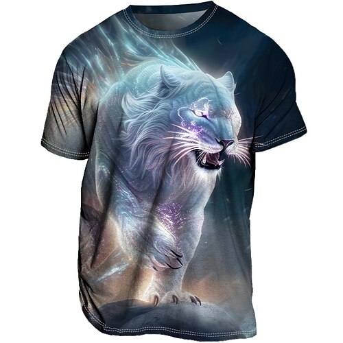 

Herre T-shirt Grafisk Dyr Rund hals Tøj 3D-udskrivning udendørs Daglig Kortærmet Trykt mønster Mode Designer Årgang