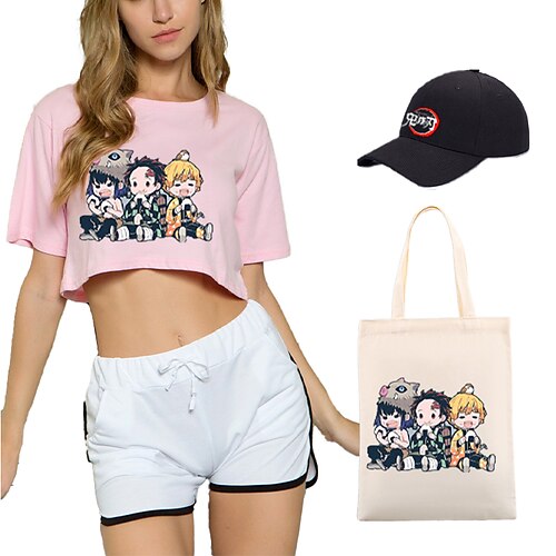 

Demon Slayer: Kimetsu no Yaiba Kamado Nezuko Agatsuma Zenitsu Kamado Tanjiro T-Shirt Bermudas Gorra de Béisbol Estampado Gráfico Maleta Pantalones cortos Sombrero Para Mujer Adulto Estampado en