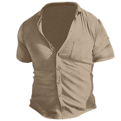 

Per uomo maglietta T-shirt Liscio Collo ripiegabile Strada Da mare Maniche corte Abbigliamento Di tendenza Originale Essenziale
