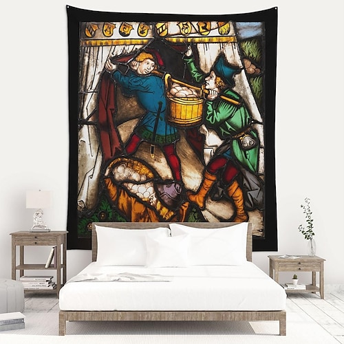 

Medieval Hanging Tapestry Wall Art Large Tapestry Mural Stained Glass Decor Photograph Backdrop Blanket Curtain Home Bedroom Living Room Decoration