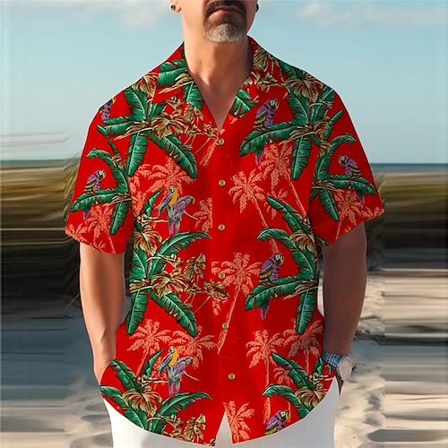 

Homme Chemise Chemise hawaïenne Floral Imprimés Photos Aigle Drapeau américain Col rabattu Rouge Bleu Extérieur Plein Air Manches courtes Imprimer Vêtement Tenue Mode Vêtement de rue Design