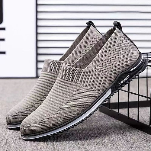 

Men's Loafers Slip-Ons Moccasin Classic Casual Outdoor Daily Tissage Volant Breathable Black Grey Summer Spring