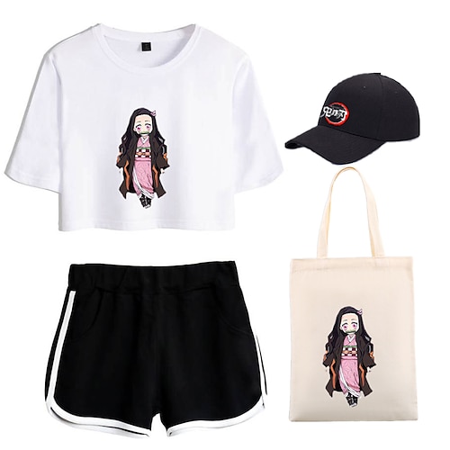 

Demon Slayer: Kimetsu no Yaiba Kamado Nezuko T-skjorte Shorts Baseballcapen Trykt mønster Graphic Veske Shorts Hatt Til Dame Voksne Varmstempling 100% Polyester Fritid / hverdag