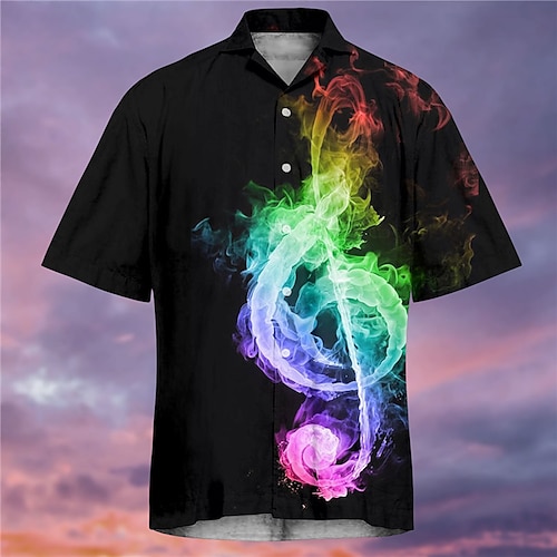 

Homme Chemise Chemise hawaïenne Imprimés Photos Musique Remarques Collier cubain Rouge Violet Vert Extérieur Casual Manche Courte Imprimer Vêtement Tenue Sportif Mode Vêtement de rue Design