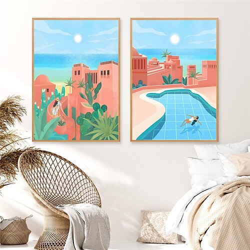 

Été espagne paysage voyage toile peinture nager affiche océan îles mur art salon décoration décor à la maison photo