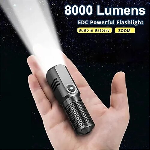 

innebygd batteri 10w zoom fokus mini led lommelykt fakkel lampe lanterne justerbar pennlight vanntett led lys