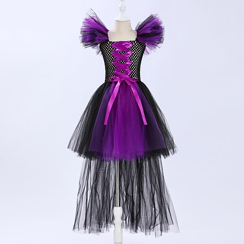 

Heks Kjoler Festkostume Børne Pige Halloween Fest / aften Karneval Weekend Halloween Karneval Maskerade Festival / ferie Nylon Lilla Let Karneval Kostume Farveblok