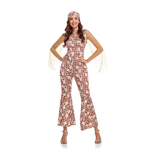 

hippie grime jumpsuit for kvinner 1960-tallet 1970-tallet barbiecore disco metallisk sexy skinnende latex patent i ett stykke pu-skinn retro vintage klokkebukse