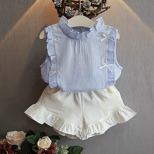 

2 pezzi Bambino (1-4 anni) Da ragazza Cartoni animati Completo Impostato Manica corta Giornaliero Informale 7-13 anni Estate Rosa Blu