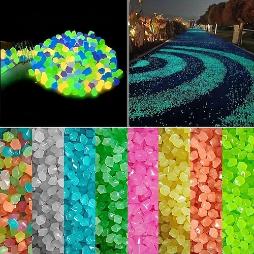 

100pcs Luminous Stone, Glow In The Dark Rocks, Colorful Glowing Fish Tank Pebble Applicable To Various Landscaping
