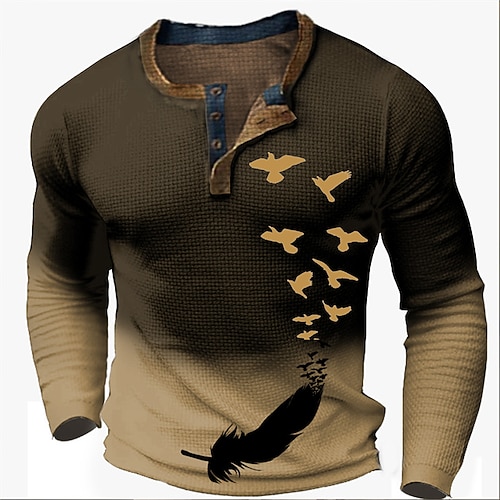 

Per uomo Camicia Henley Waffle Pop art Uccello Piume Henley Abbigliamento Stampa 3D Esterno Giornaliero Manica lunga Pulsante Di tendenza Originale Essenziale