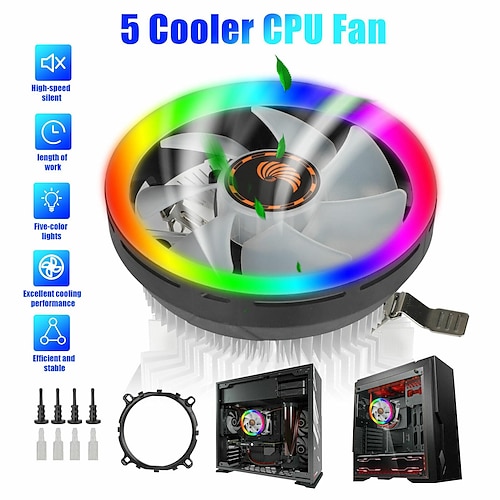 

Cpu refroidisseur ventilateur dissipateur thermique rgb led 124mm pour intel lga1156/1155/775 am2/am2/amd