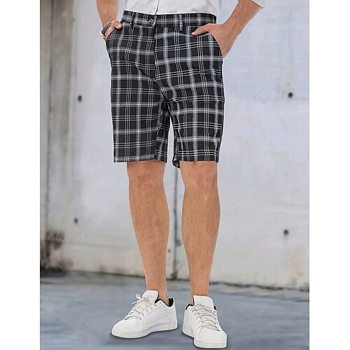 

Hombre Pantalón corto Pantalones cortos chinos Bolsillo Plaid Comodidad Transpirable Exterior Diario Noche Moda Casual Negro