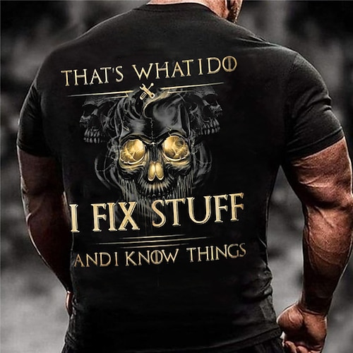 

Herre T-shirt Grafisk Bogstaver Dødningehoveder Rund hals Tøj 3D-udskrivning udendørs Daglig Kortærmet Trykt mønster Mode Designer Årgang