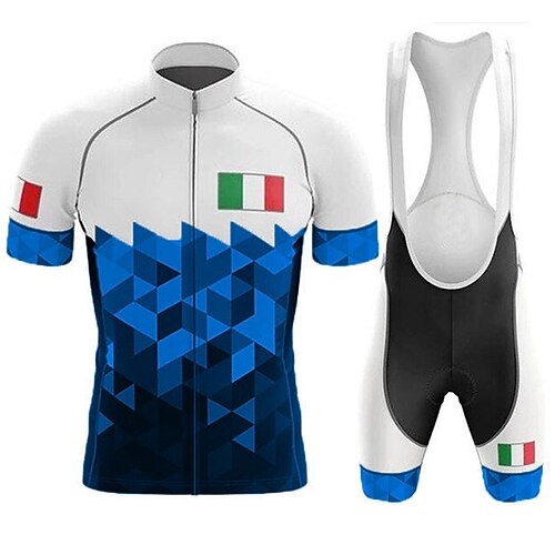

21Grams Per uomo Maglia con salopette corta da ciclismo Manica corta Ciclismo da montagna Cicismo su strada Bianco Rosso Blu Bicicletta Completo tuta Pad 3D Traspirante Traspirazione umidità Tasca