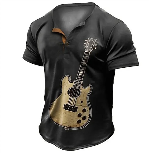 

Per uomo Camicia Henley Pop art Strumento musicale Henley Abbigliamento Stampa 3D Esterno Giornaliero Manica corta Bottone giù Stampa Di tendenza Originale Comodo