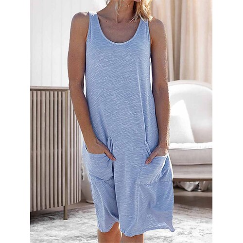 

Per donna loungewear Camicia da notte Vestiti Fiore decorativo Colore puro Di tendenza Informale Interni Strada Giornaliero Poliestere Traspirante Girocollo Senza maniche Vestiti Tasche Estate