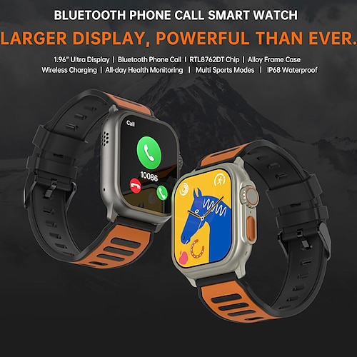 

696 DV02 Smartwatch 1.96 Zoll Smartwatch Fitnessuhr Bluetooth Schrittzähler Anruferinnerung Schlaf-Tracker Kompatibel mit Android iOS Damen Herren Freisprechanlage Nachrichterinnerung Kamera Kontrolle