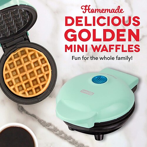 

Dash Mini-Maker für individuelle Waffeln, Rösti, Keto-Chaffles mit leicht zu reinigenden Antihaft-Oberflächen, 4 Zoll, Aqua