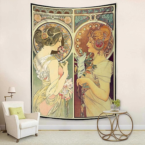 

Art Nouveau Lady Arazzo Medievale Wall Art Decor Fotografia Sfondo Coperta Tenda Da Appendere A Casa Camera Da Letto Soggiorno Decorazione