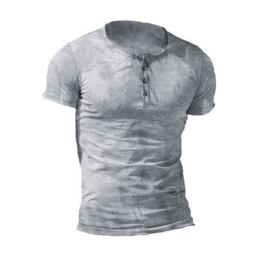 

Hombre Camiseta Color sólido Henley Impresión 3D Talla Grande Exterior Casual Manga Corta Abotonar Ropa Moda Design Vintage Básico