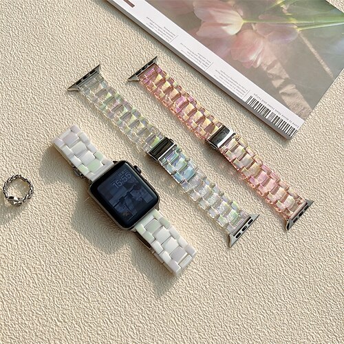 

Compatible with Apple Watch band 38mm 40mm 41mm 42mm 44mm 45mm 49mm Glitter with Removal Tool Women Men Resin Strap Replacement Wristband for iwatch Series Ultra 8 7 6 5 4 3 2 1 SE