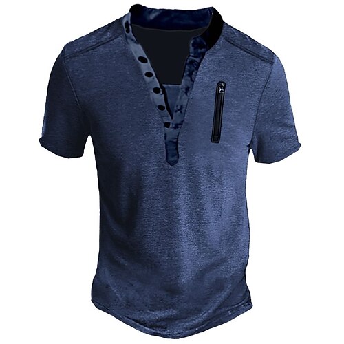 

Herren T Shirt Henley Shirt T-Shirt Glatt Henley Strasse Urlaub Kurze Ärmel Bekleidung Modisch Designer Basic